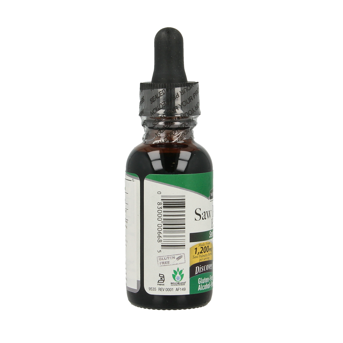 Natures Answer Saw Palmetto extract alcohol-free herbal supplement in a 30ml bottle, designed for supporting prostate health.