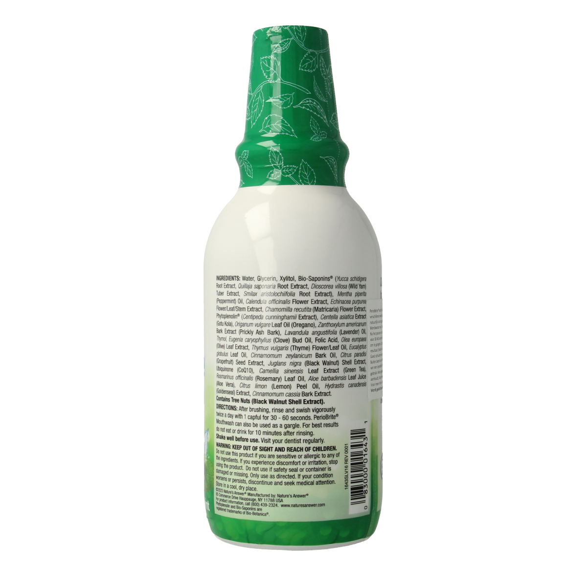 Natures Answer PerioBrite Cool Mint mouthwash in a 480ml bottle, a natural oral rinse for fresh breath and dental health.