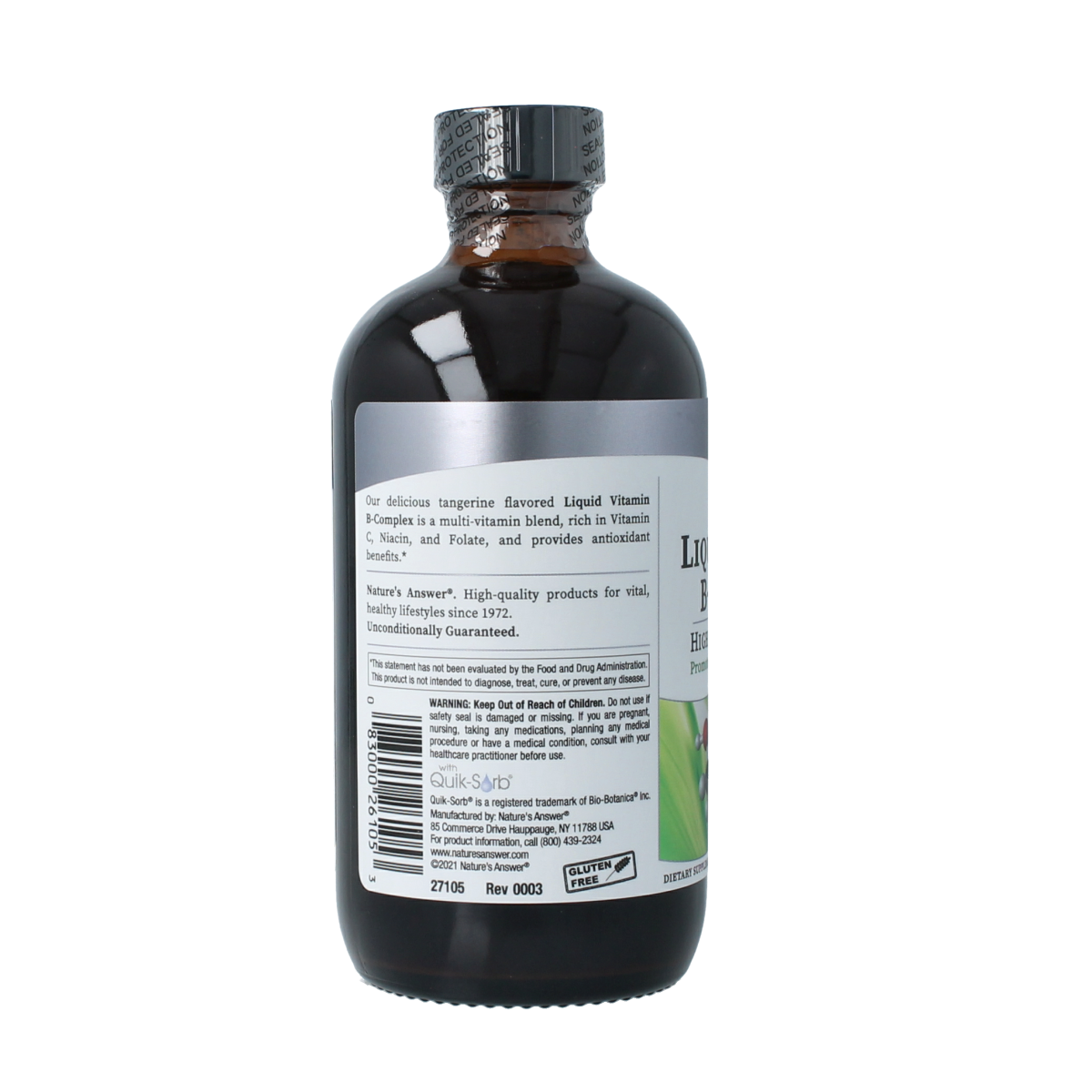 Liquid Vitamin B complex by Natures Answer in a 240ml bottle, a natural multi-vitamin supplement with B vitamins.