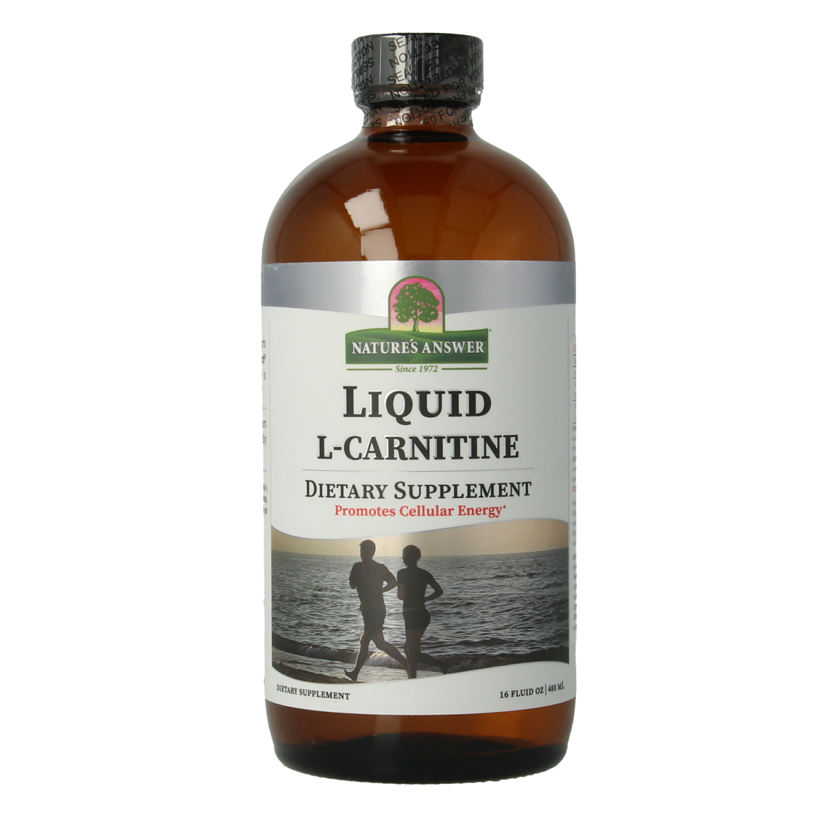 Liquid L-Carnitine supplement by Natures Answer, 1200mg, 480ml bottle, herbal preparation for energy support.