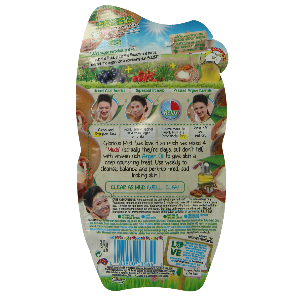 Montagne 7th Heaven argan oil mud face mask in 15g container, natural skincare product for facial care.