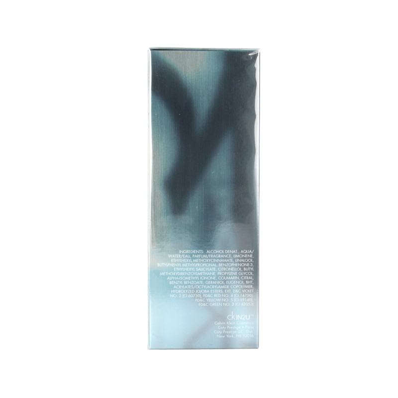 Calvin Klein In2U for Him eau de toilette spray for men, 100ml bottle, sleek design with modern branding.