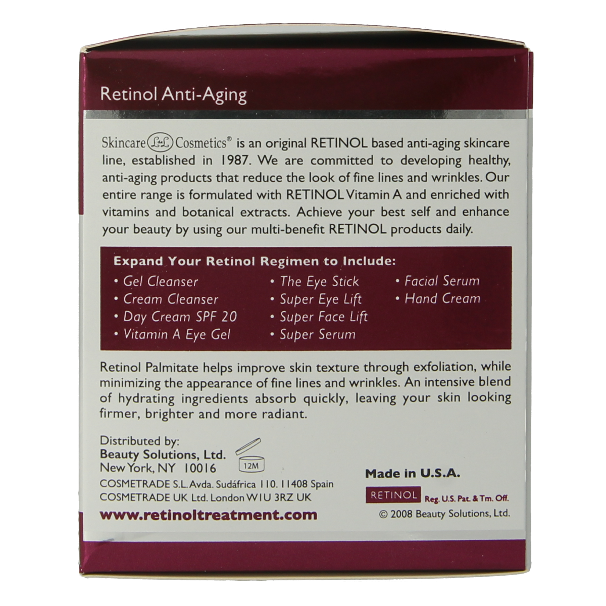 Retinol night cream in a 50g jar, facial skincare product from Retinol brand, with a smooth, creamy texture and white packaging