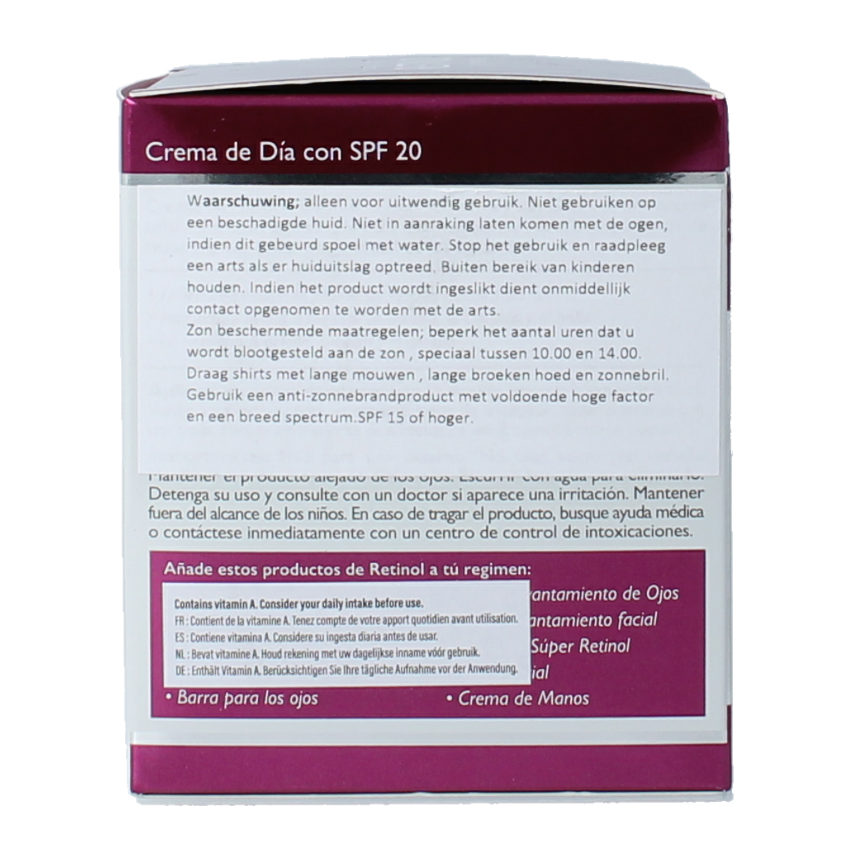 Retinol face day cream with SPF 20, 48g, moisturizing skincare product for daytime use.