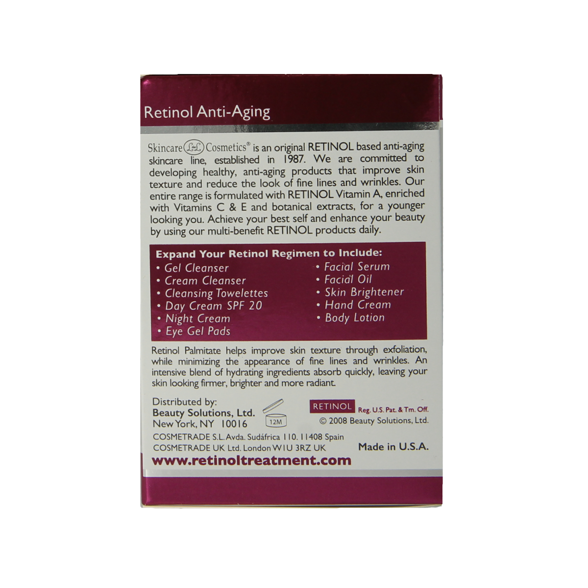 Retinol eye gel in 14g container, designed for eye care, with a clear jar showing the gel inside, from Retinol brand.