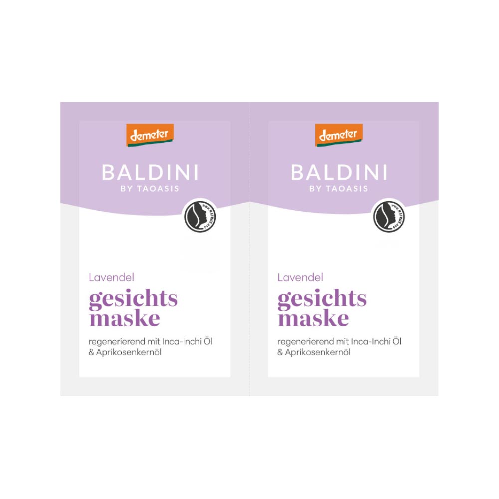 Baldini Lavendel Bio Demeter gezichtsmasker in 15ml jar, natuurlijke gezichtsverzorging met lavendel geur, voor een rustgevende huid.