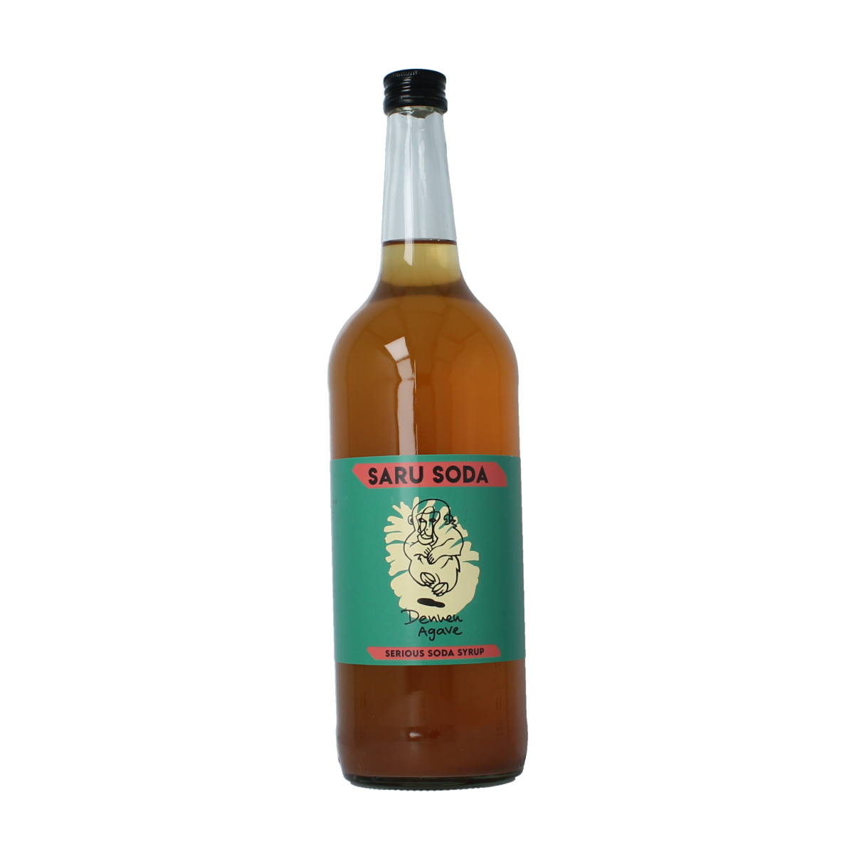 Saru Soda Siroop dennen agave bio Demeter, 1-liter bottle of natural pine and agave syrup for drinks and recipes.