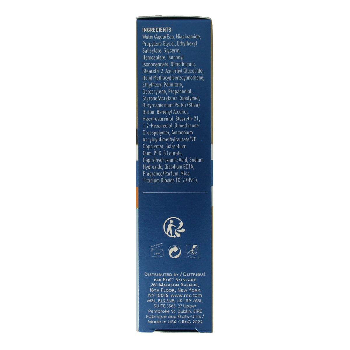 ROC Multi Correxion Even Tone + Lift daily moisturizer with SPF30, 50ml, featuring a sleek tube and visible product details.