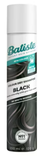 Batiste Colour Black hair care spray in 200ml bottle, designed to add color and refresh black hair.