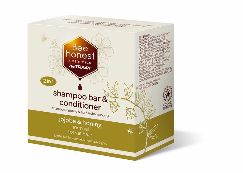 Traay Bee Honest jojoba and honey shampoo bar for hair care, 80g, natural solid shampoo with nourishing ingredients.