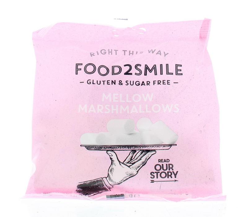 Food2Smile marshmallows, sugar-free, gluten-free, lactose-free candy in a 50g package, soft and fluffy snack.
