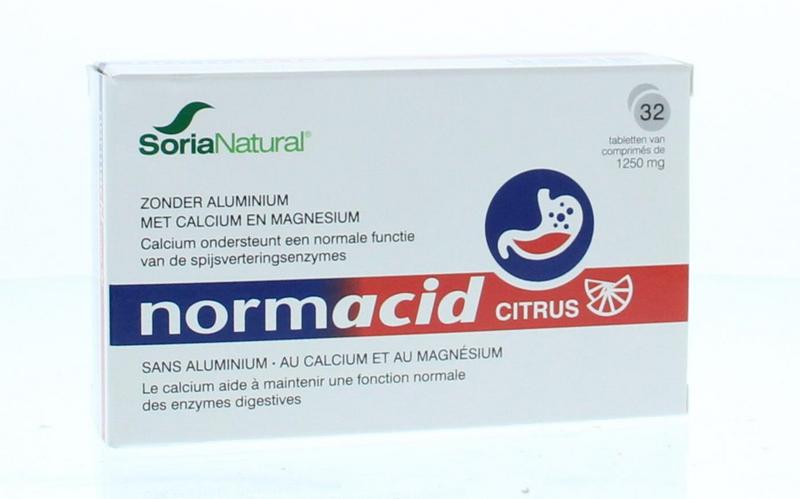 Soria Natural Normacid mineral multivitamin tablets in a blister pack, containing 32 tablets for daily nutritional support.