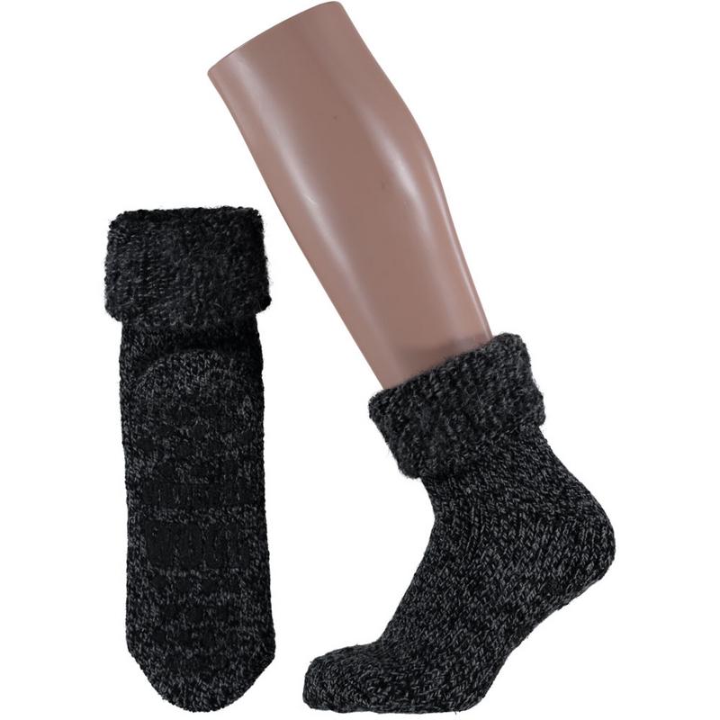 Apollo Slofsok anti-slip unisex zwart sokken maat 35-38, pair of comfortable black socks with anti-slip soles.