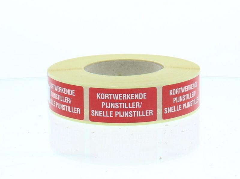 Spruyt Hillen sticker labels for short-acting painkillers, 1000 pieces, adhesive paper tags for medication packaging.