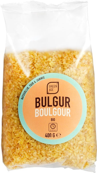 Greenage bio bulgur pasta and rice blend in a 400g package, showcasing the green and natural branding on the label.