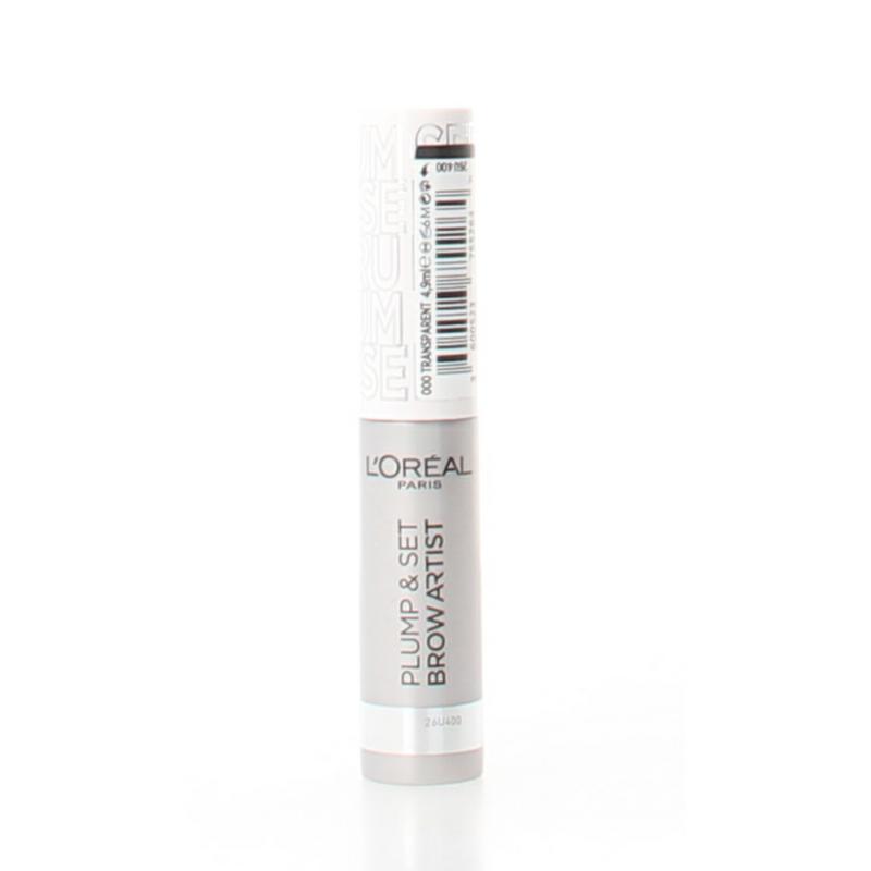 L'Oreal Paris Brow Artist Plump transparent makeup product in 1.00 oz, displayed with the sleek packaging and applicator.