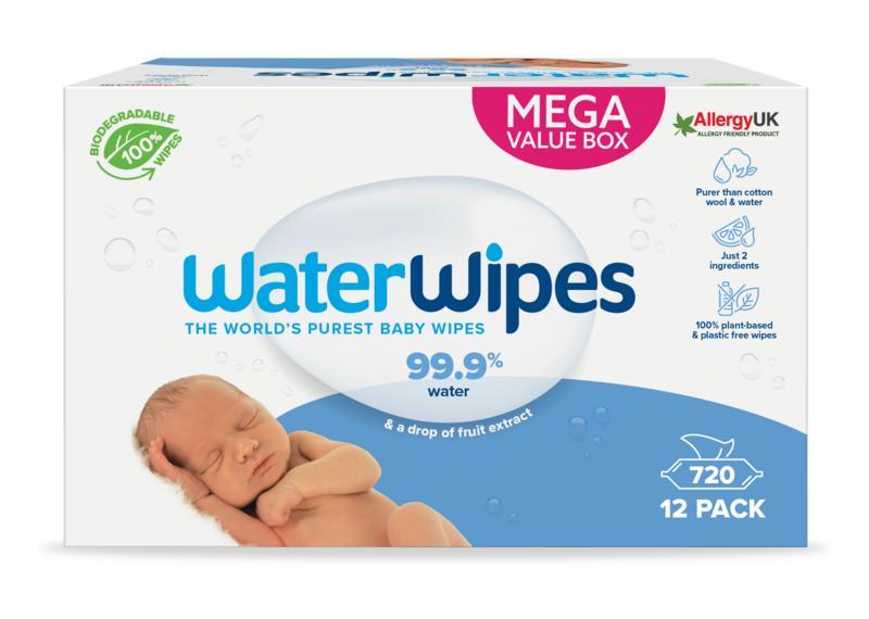 Waterwipes baby wipes 12-pack, soft and gentle baby and toddler care cloths, 720 wipes in total, for delicate skin.