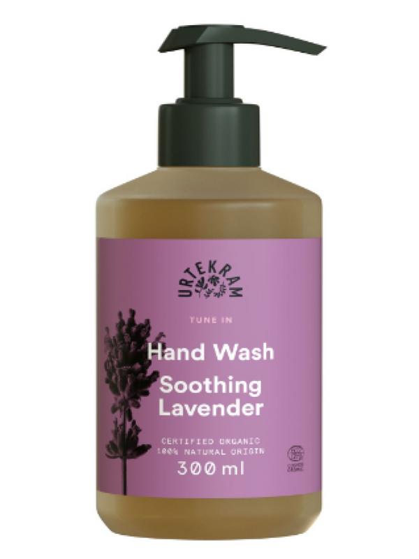 Urtekram Tune in soothing lavender hand soap in 300ml bottle, gentle hand care with calming lavender scent
