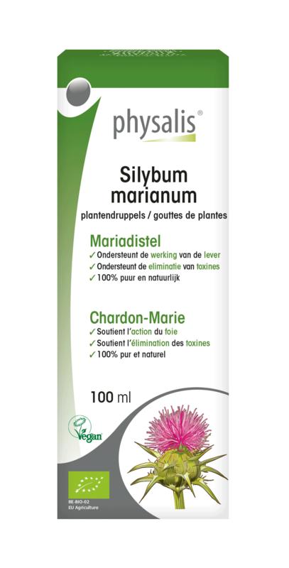 Physalis Silybum Marianum organic herbal extract in a 100ml bottle, part of Physalis herbal preparations.