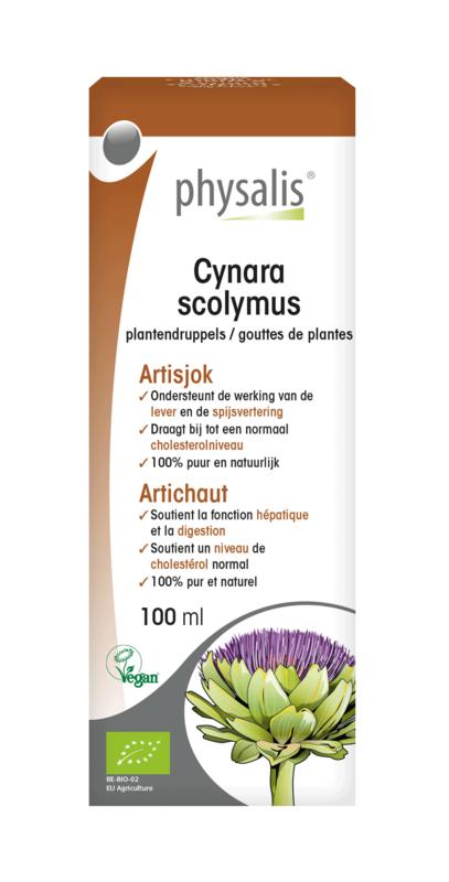 Physalis Cynara scolymus organic herbal extract in a 100ml bottle, part of Physalis herbal preparations.