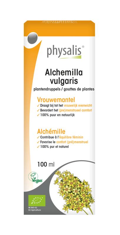 Physalis Alchemilla vulgaris organic herbal preparation in a 100ml bottle, part of Physalis kruidenpreparaten collection.