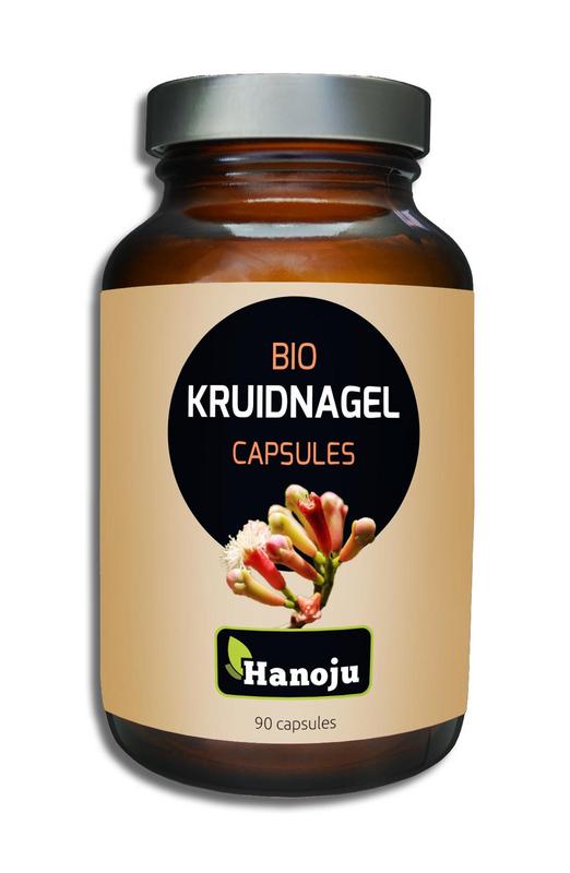 Hanoju Bio kruidnagelpoeder capsules, 500mg, 90 count, herbal supplement with dried clove powder in soft gel capsules