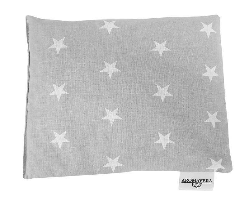 Aroma Vera Kersenpitkussen in grijs with star design, 1 piece, soft decorative cushion for home decor or relaxation.