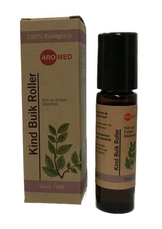 Aromed Kinder buik roller bio body care product, 10ml, with a child-friendly design and natural ingredients, shown in the image.