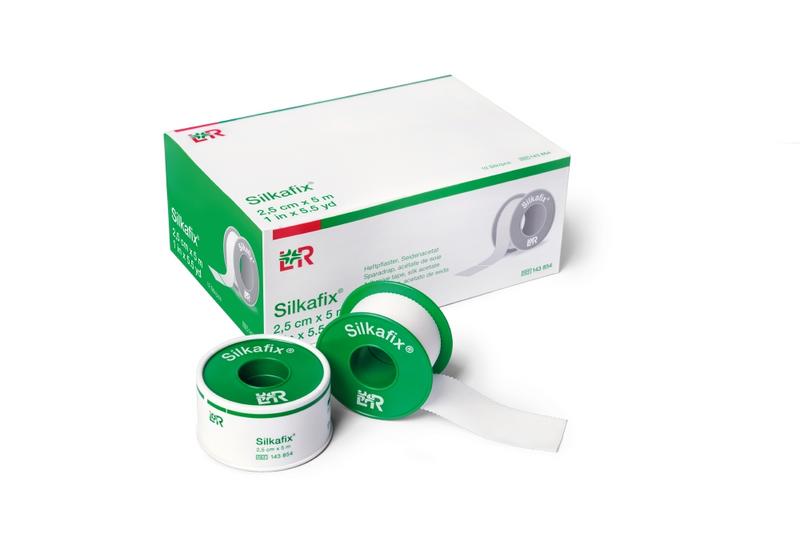 Silkafix Hechtpleister latexvrij, 5m x 1.25cm, flexible adhesive bandage for secure wound protection, single pack.