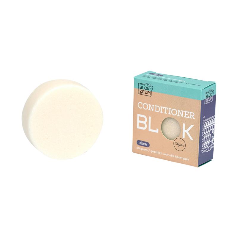 Blokzeep Shea Conditioner Bar, 60g, natural hair care product with a shea butter formulation, shown in a close-up image.