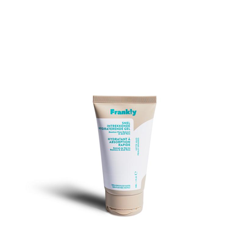 Frankly Hydraterende gel voor vette huid, gezicht verzorging in 50ml container, lichte moisturizer for oily skin.