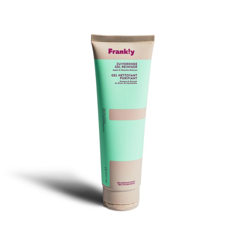 Frankly Zuiverende gel reiniger voor gecombineerde huid, 125ml, gezichtsverzorgingsproduct in een handige tube.
