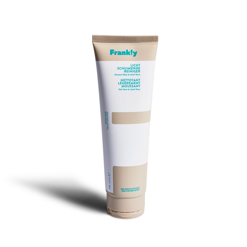 Frankly Reiniger foaming cleanser for oily skin in a 125ml bottle, facial skincare product with pump dispenser.