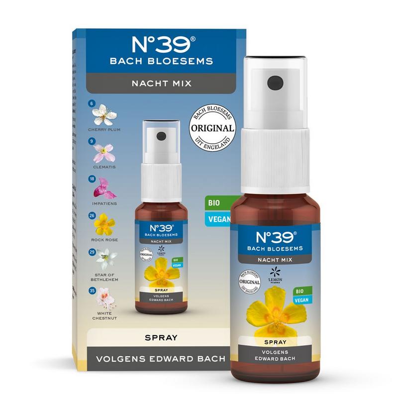 Bach Bloesem Spray nr. 39 Nacht herbal preparation in a 20ml bottle, part of Bach Bloesem herbal remedies.