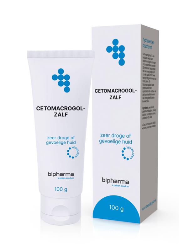 Bipharma Cetomacrogolzalf 100g, a body care cream with soothing and moisturizing properties, shown in a tube.