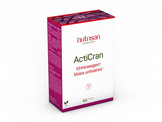 Nutrisan Acticran herbal supplement capsules, 60-count, for natural headache relief and wellness.