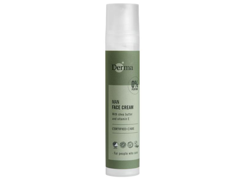 Derma Man face cream in 50ml jar, facial skincare product with smooth cream texture, designed for men's skin care.