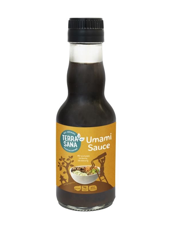 TerraSana Umami saus bio in 145ml bottle, organic flavor enhancer from Sauzen en Smaakmakers collection.