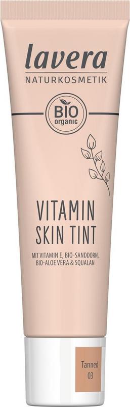 Lavera Vitamin Skin Tint 03 Tanned facial skincare product in 30ml bottle, natural tinted moisturizer for radiant skin