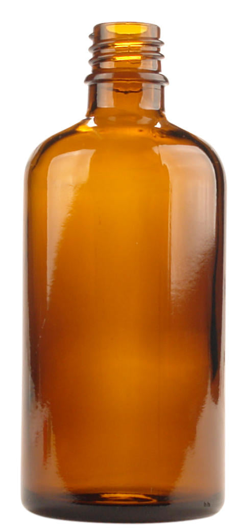 Amber glass bottles, 100ml Helios Holland Verpakkingsmateriaal, 24-pack, used for packaging liquids or small products.