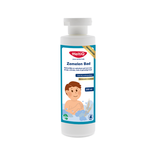 Heltiq Zemelenbad 200ml baby and toddler care product, featuring a clear bottle with a white cap and label.