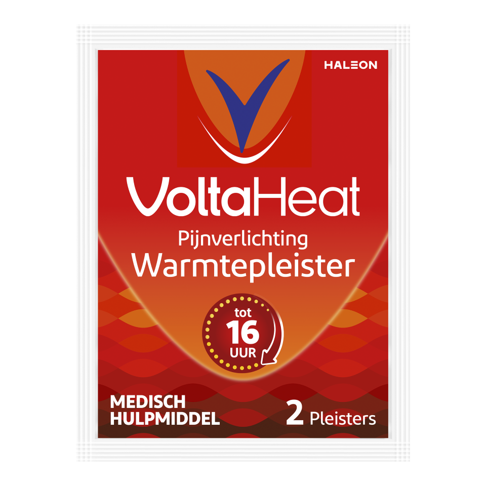 Small Voltaheat warming patches for muscle and joint relief, shown in a pack of two.