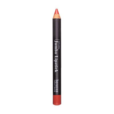 Benecos Natural Beauty jumbo lipstick in Warm Sunset shade, showing the vibrant orange-red makeup product.