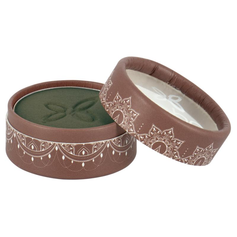 Boho Green Makeup Eyes Oap in 121 kaki, 2.50g, featuring natural green eyeshadow with earthy tones and makeup packaging.