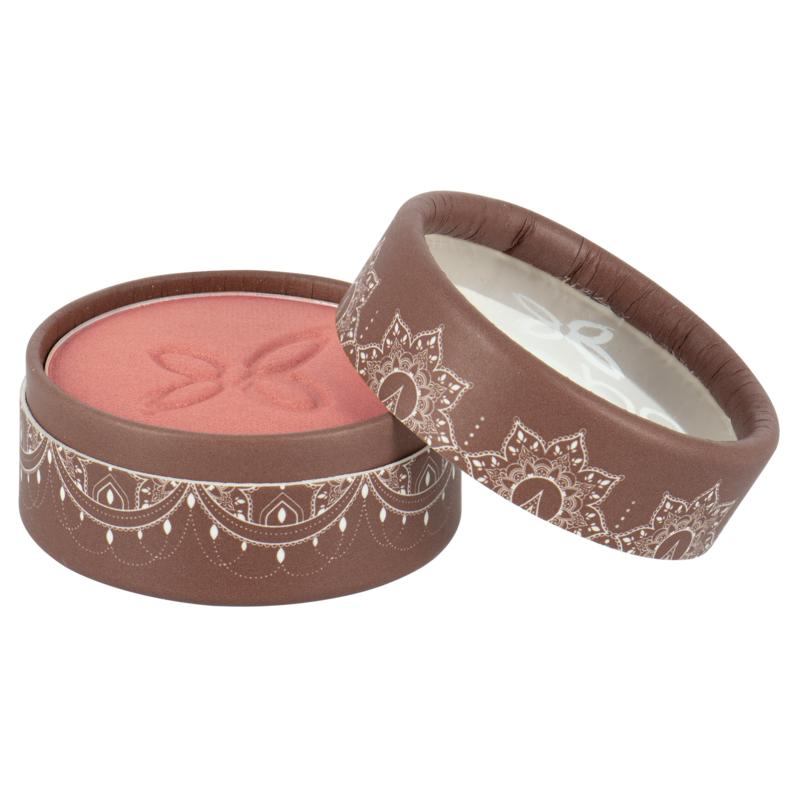 Boho Green Makeup copper pink eyeshadow in 10g container, showcasing vibrant, shimmery makeup product with a natural boho style.