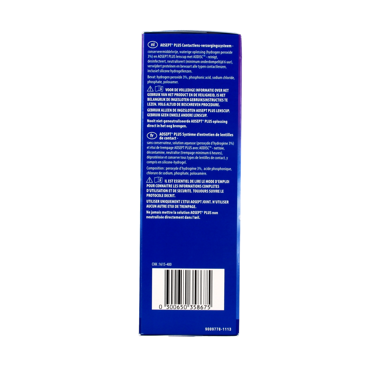 Aosept Plus 360ml eye care solution bottle with clear label and cap, designed for eye hygiene and comfort.