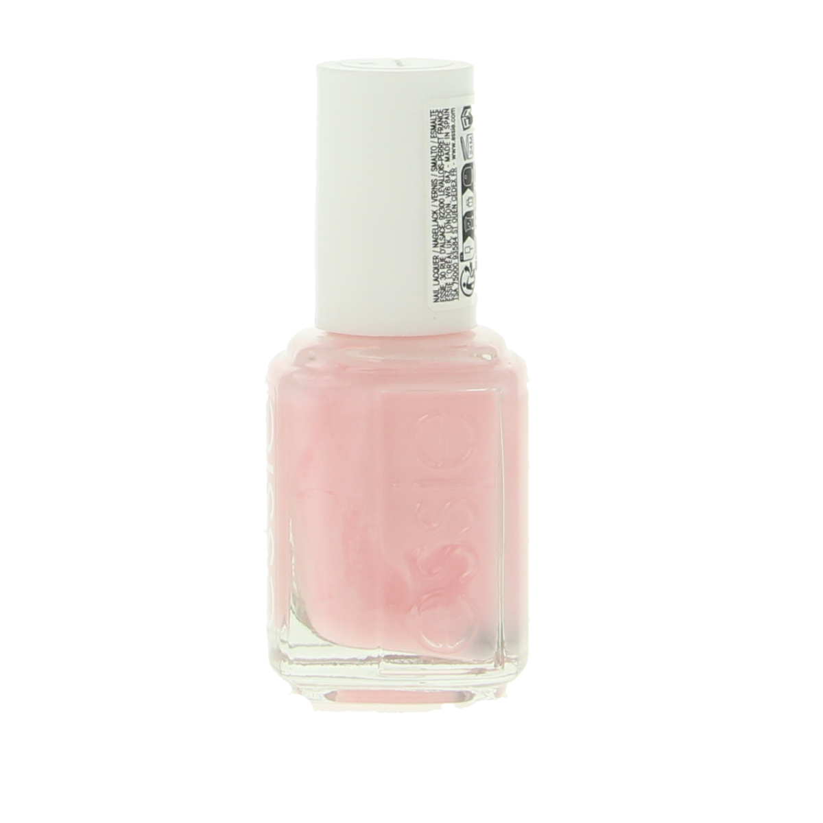 Essie Mademoiselle nail polish bottle with clear label, showcasing the elegant light pink shade in a 13.50ml make-up product.
