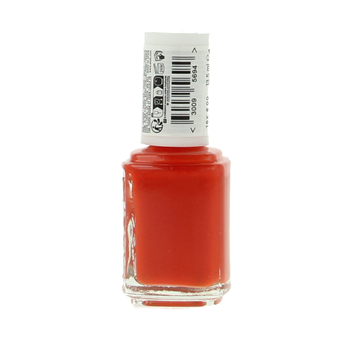 Essie Meet me at Sunset nail polish bottle, 13.50ml makeup product with orange and pink gradient label, close-up image.