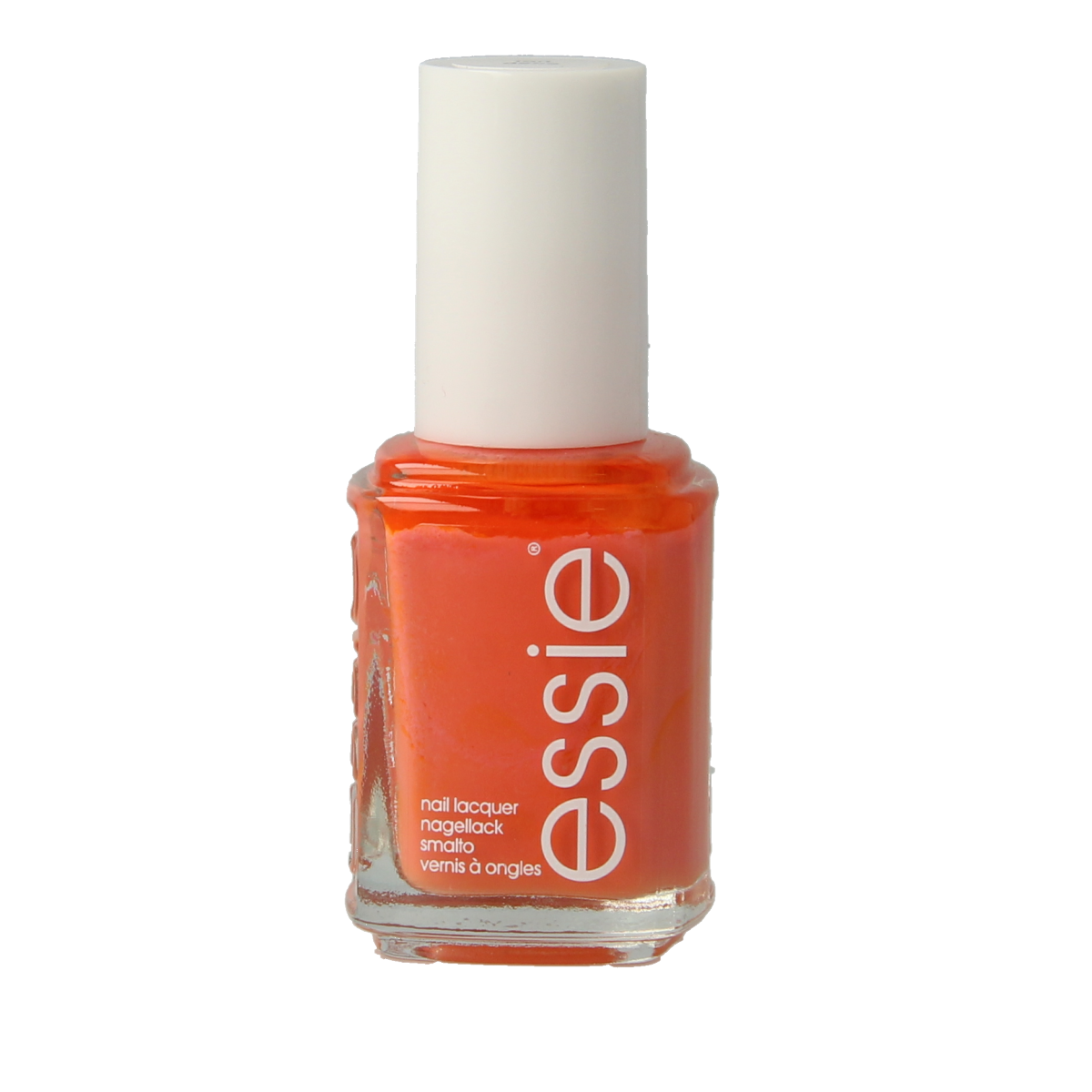 Essie Tart Deco nail polish bottle, 13.5ml, with vibrant coral-orange shade and Essie brand label.