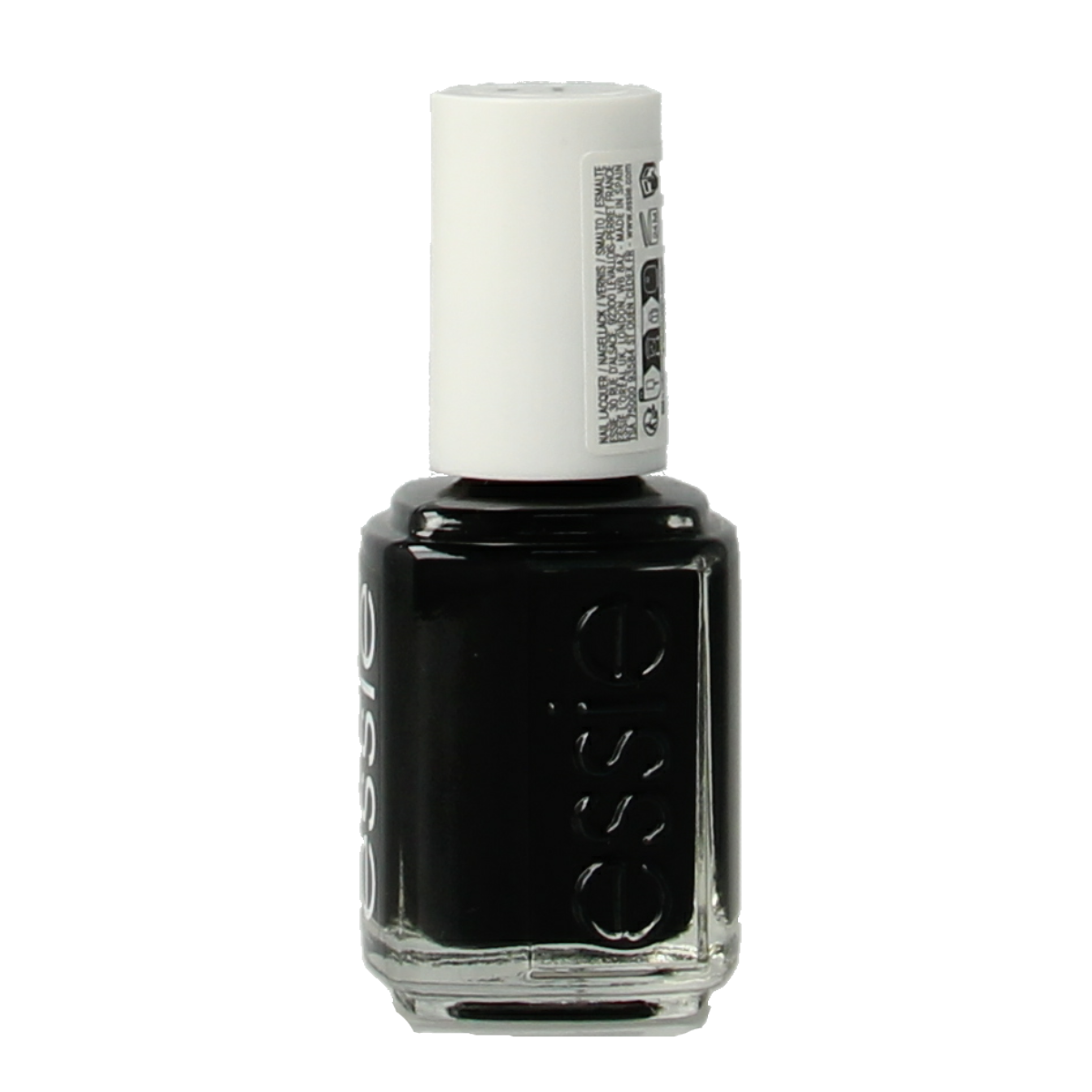 Essie Licorice make-up product, 13.5ml bottle with black cap and label, showcasing the sleek nail polish design.